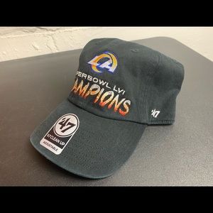 47 Brand Clean Up LA Rams Hat Super Bowl LVI Champions Adjustable Black NFL -NEW